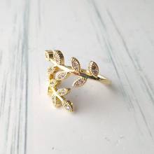 Laurel Leaves Bypass Style Stackable Ring