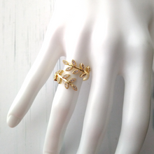 Laurel Leaves Bypass Style Stackable Ring
