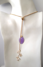 Lavender Jade & Branches with Leaves Slider Necklace