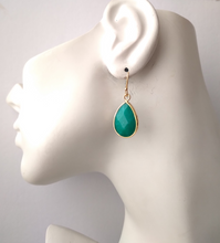 Green Jade Single Drop Hook Earrings