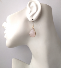 Rose Quartz  Single Drop Hook Earrings