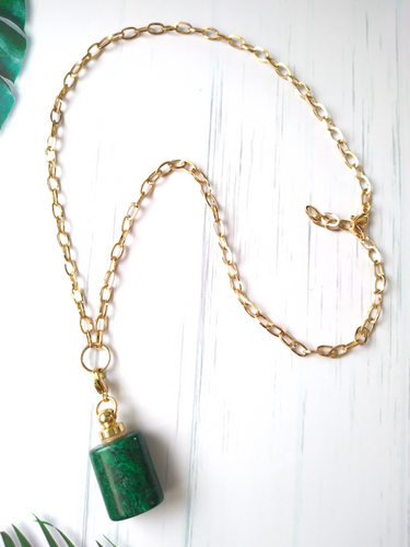 Malachite Square Essential Oil Bottle Pendant