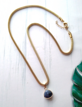 Metal Mesh Single Gem Drop Necklace