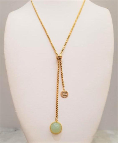 Thankful, Grateful, Blessed with Mint Chalcedony Affirmation Slider Necklace
