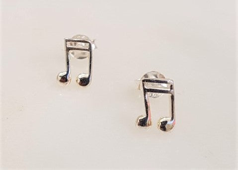 Musical Note Silver Stud Earrings