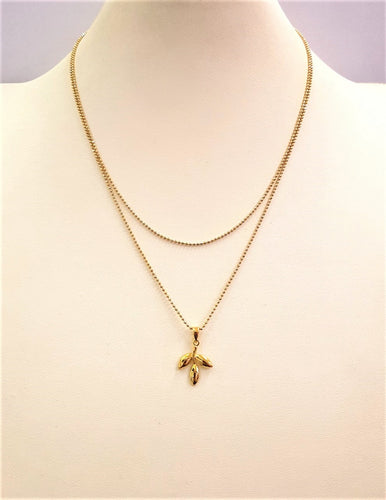 Olive Leaf Pendant Double Chain