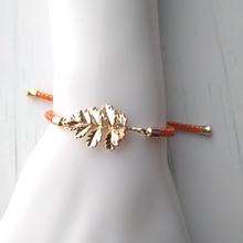 Olivia Oak Leaves Metallic Cord Slider Bracelet