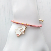 Olivia 2 White Bunny Metallic Cord Slider Bracelet
