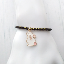 Olivia 2 White Bunny Metallic Cord Slider Bracelet