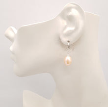 Oval Pearl Drop Hoop Earrings