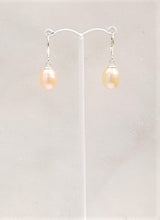 Oval Pearl Drop Hoop Earrings