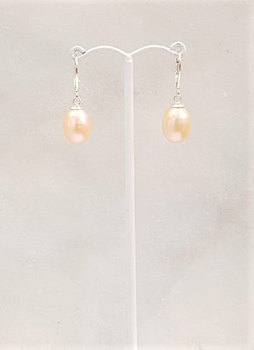 Oval Pearl Drop Hoop Earrings