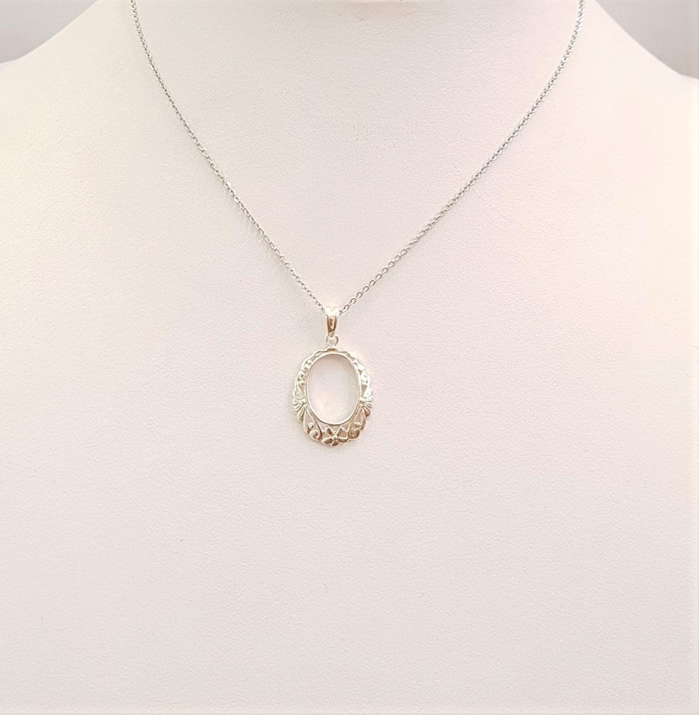 Oval Textured Frame Pendant