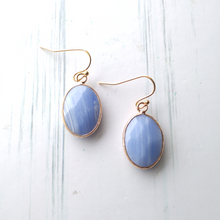 Blue Lace Agate Single Drop Hook Earrings