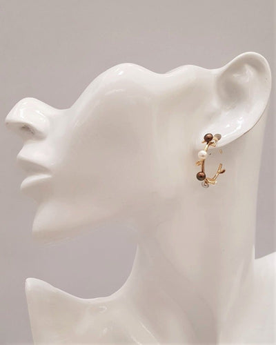 Small Petals Hoops with Freshwater Seed Pearl Earrings