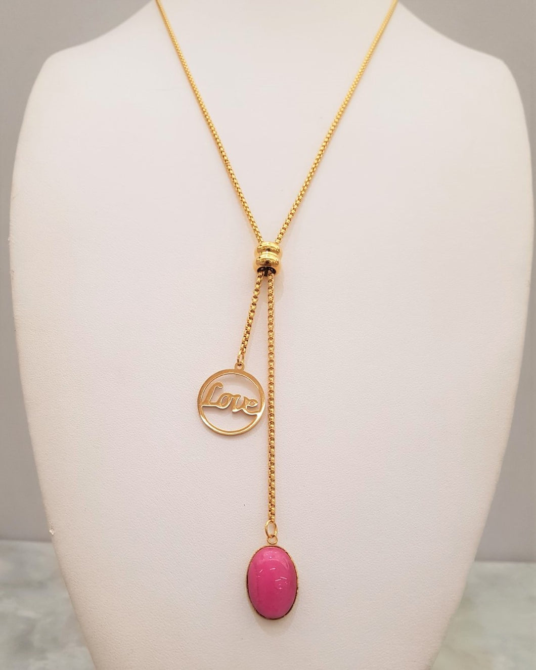 Pink Agate Love Affirmation Slider Necklace