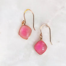 Pink Quartz Single Drop Hook Earrings