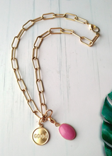 Good Charm with Gems Paperclip Necklace