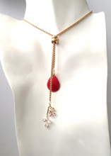 Pink Jade & Branches with Leaves Slider Necklace