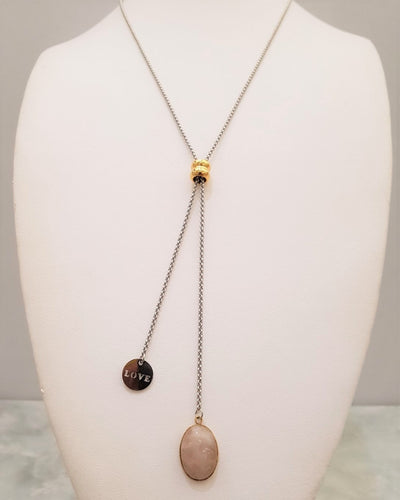 Rose Quartz Love Affirmation Slider Necklace