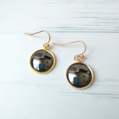 Hematite Single Drop Hook Earrings