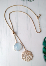 Round Branches with Blue Chalcedony Fat Pear Slider Necklace