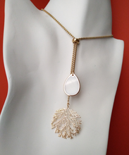 Round Branches with White Teardrop Mother of Pearl Slider Necklace