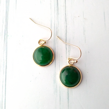 Green Jade Single Drop Hook Earrings