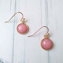 Round Baby Pink Opal Single Gem Drop Hook Earrings