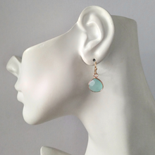 Seafoam Green Chalcedony Single Drop Hook Earrings