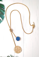 Sinamay with Round Blue Jade Slider Necklace