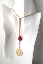 Sinamay with Pink Jade Slider Necklace