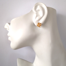 Square Pistil with Peach Jade Stud Earrings