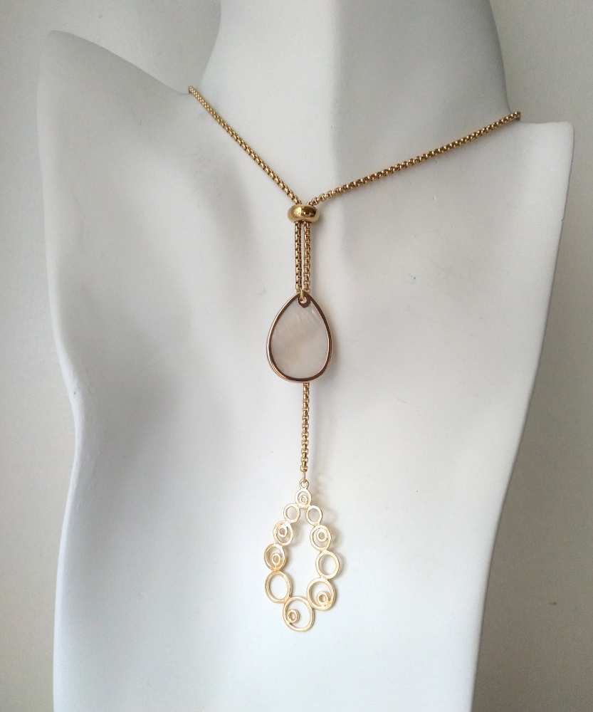 Swirl Charm with Mother of Pearl Slider Necklace