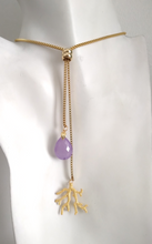 Teardrop Lavender Jade with Branch Coral Slider Necklace