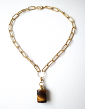 Trina Necklace with Square Tiger's Eye Essential Oil Bottle