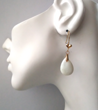 Teardrop White Jade Single Drop Earrings