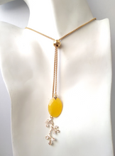 Yellow Jade & Branches with Leaves Slider Necklace